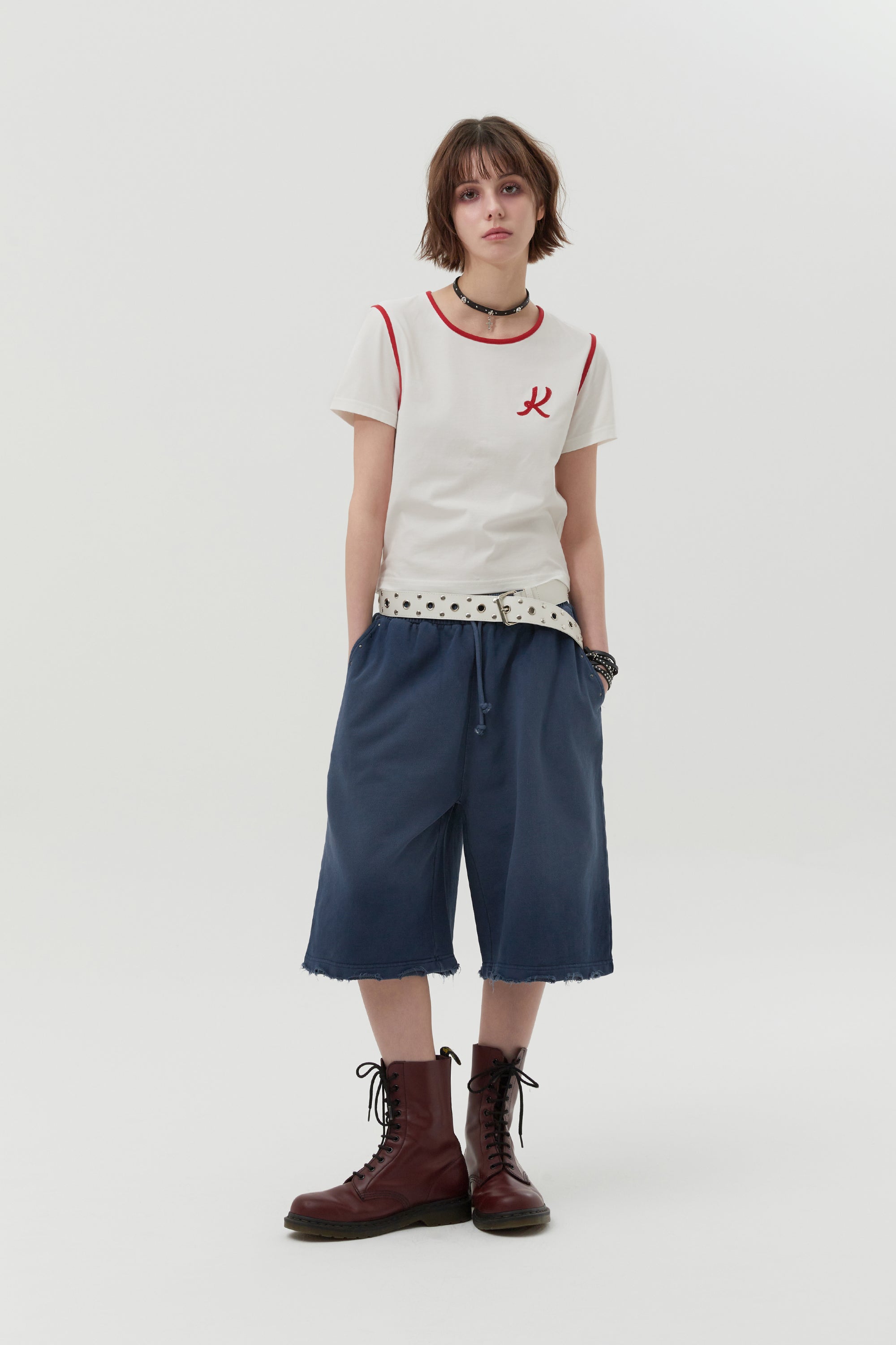 グラフィックリンガーTシャツ【ネイビー】