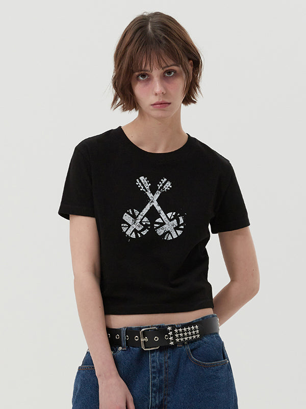 ユニオンジャッククロップTシャツ【ブラック】