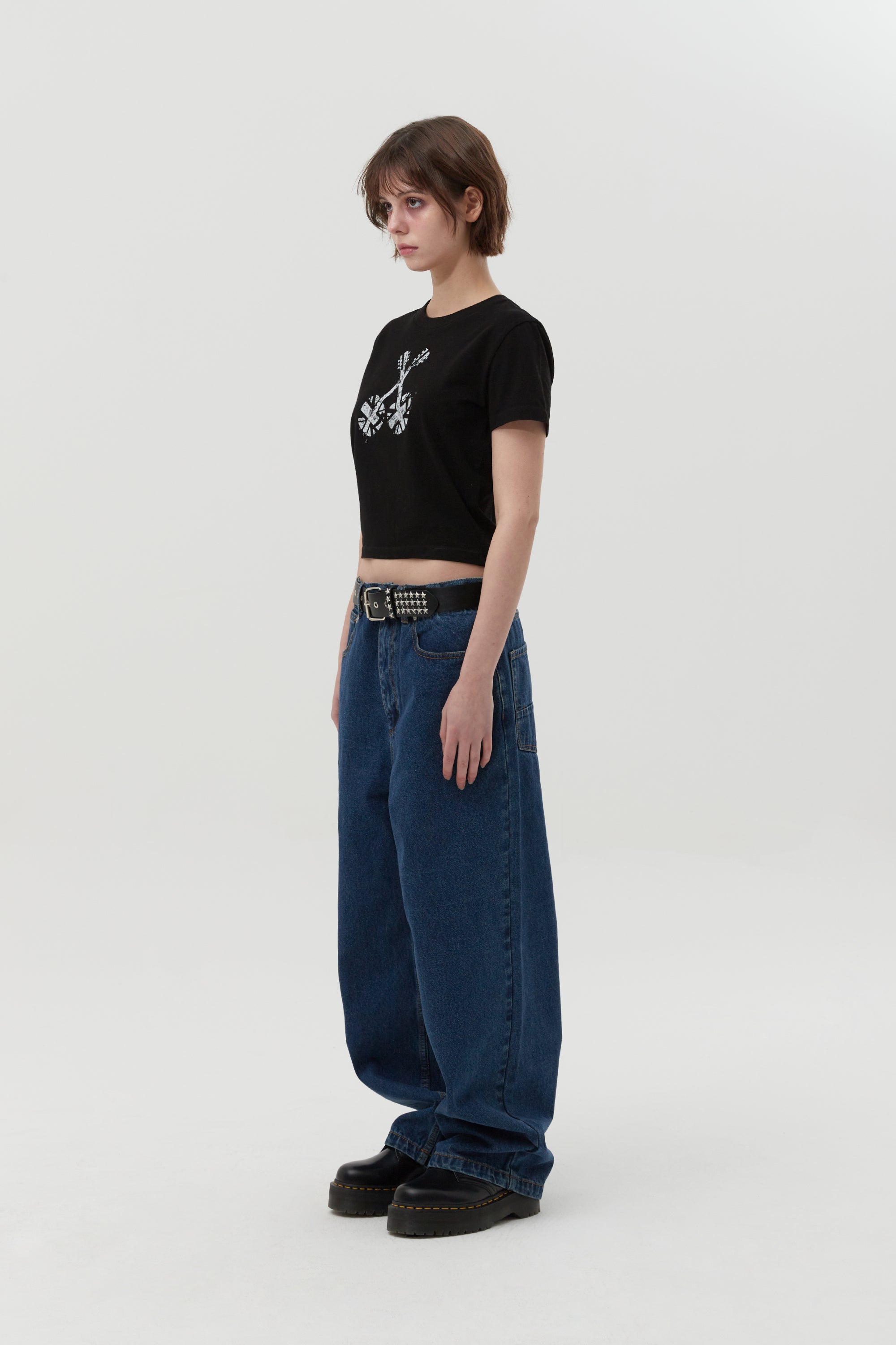 ユニオンジャッククロップTシャツ【ブラック】