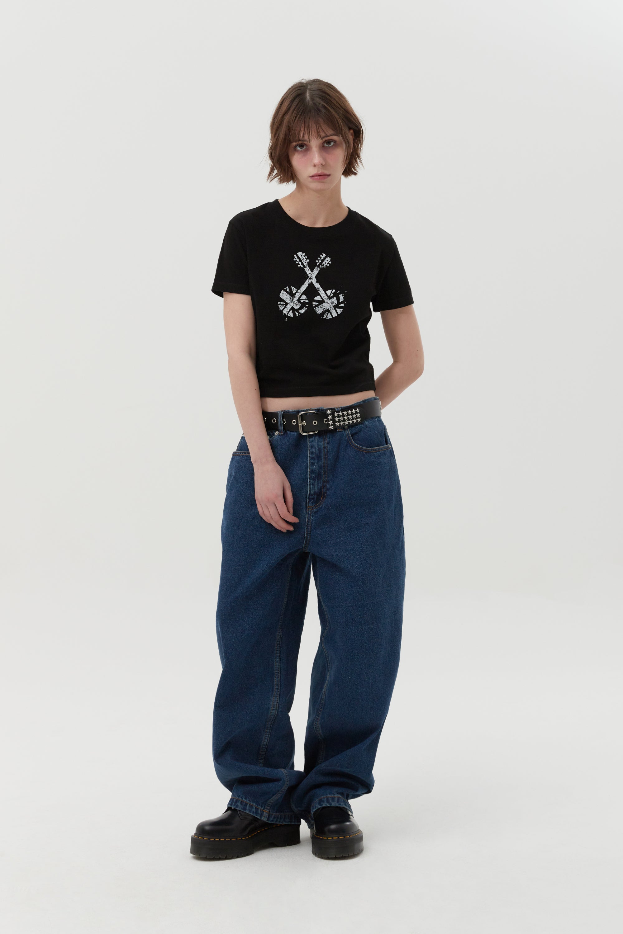 ユニオンジャッククロップTシャツ【ブラック】