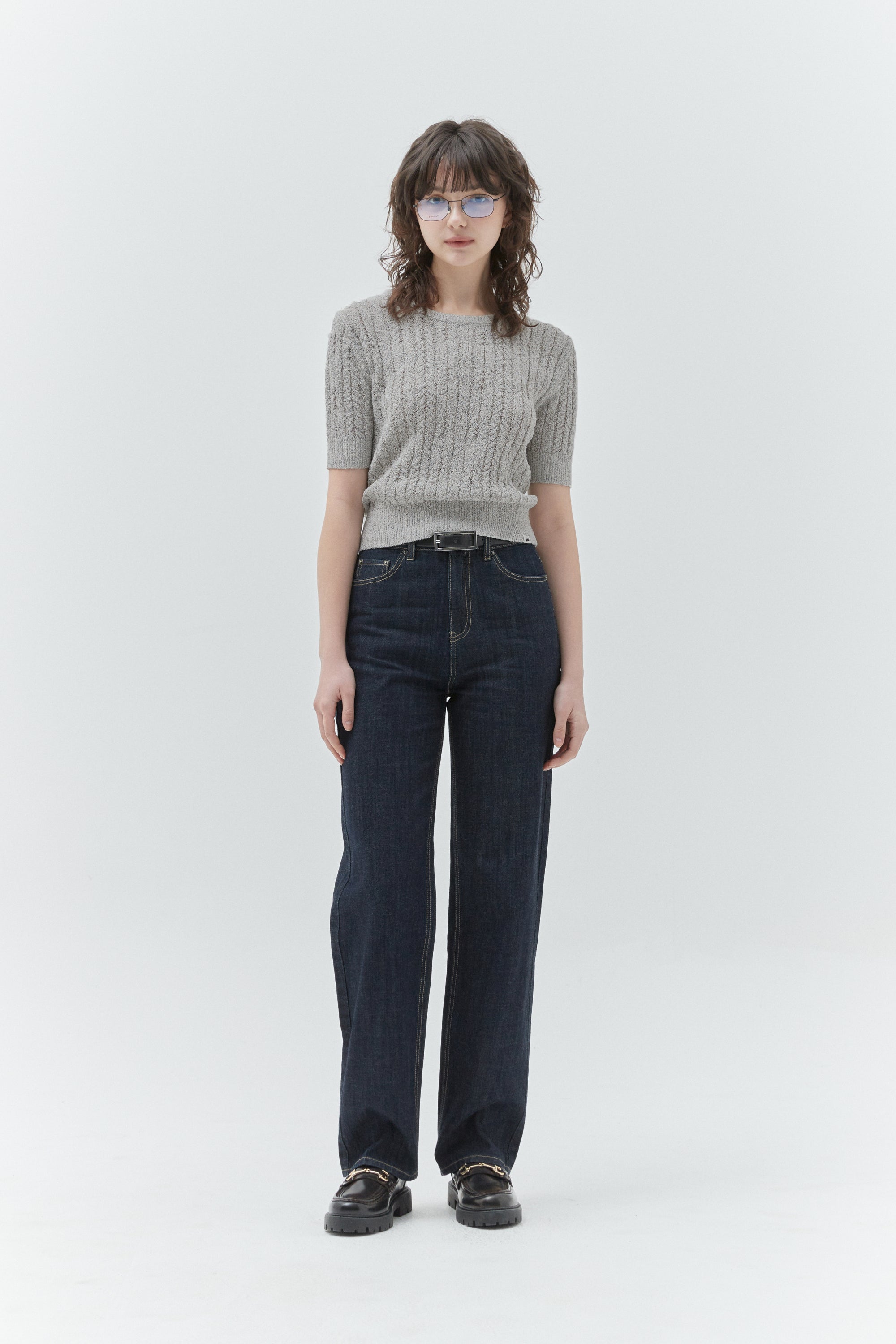 KIRSHプレーンバックホールポイントニット【GRAY】