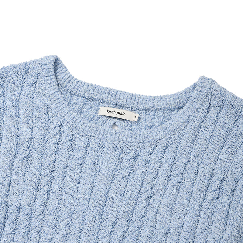 KIRSHプレーンバックホールポイントニット【GRAY】