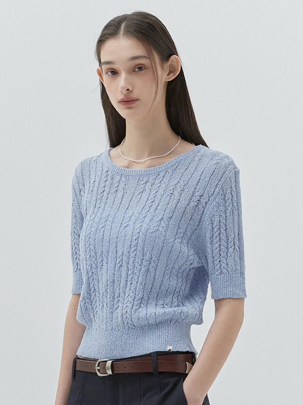 KIRSHプレーンバックホールポイントニット【GRAY】