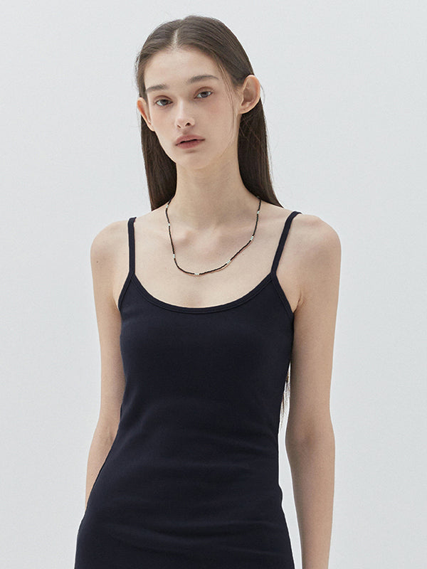 KIRSHプレーンチェリースリムフィットスリーブレスドレス【ダークネイビー】