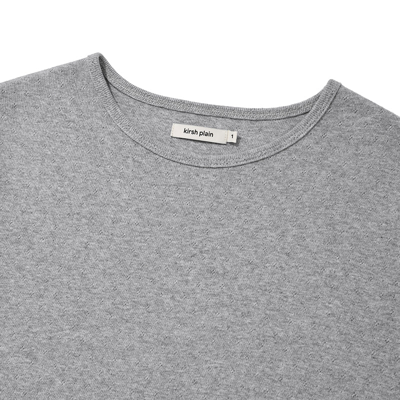 KIRSHプレーンチェリーセミクロップTシャツ 【メランジグレー】
