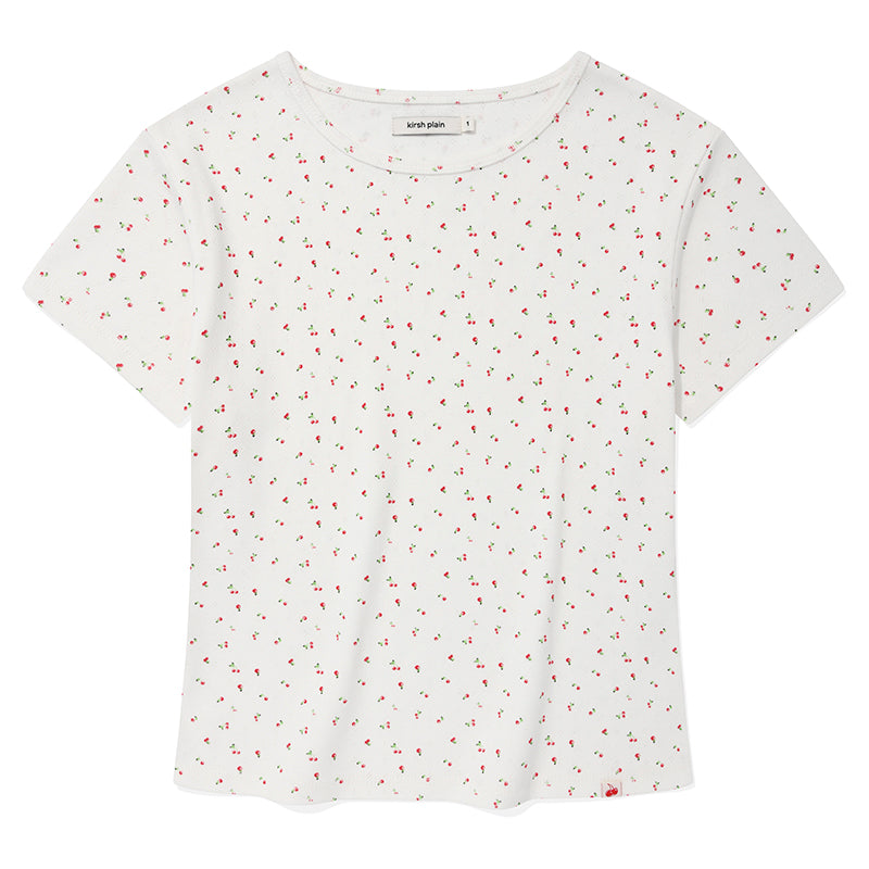 KIRSHプレーンチェリーセミクロップTシャツ 【メランジグレー】
