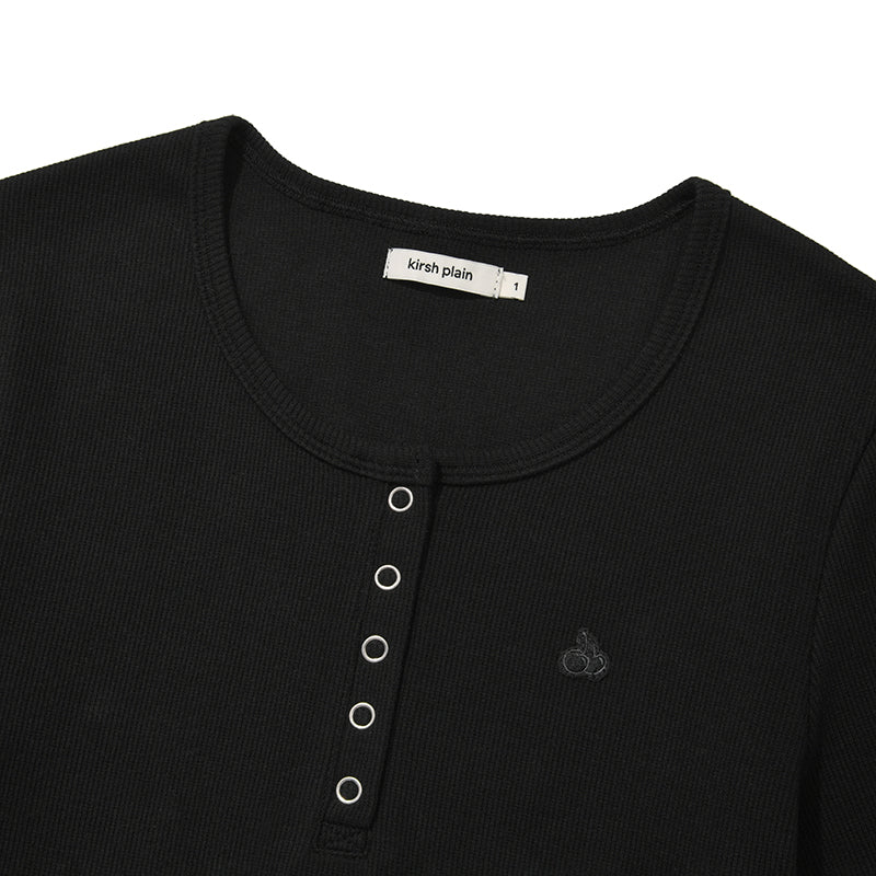 KIRSHプレーンスリムフィットヘンリーネックTシャツ【アイボリー】