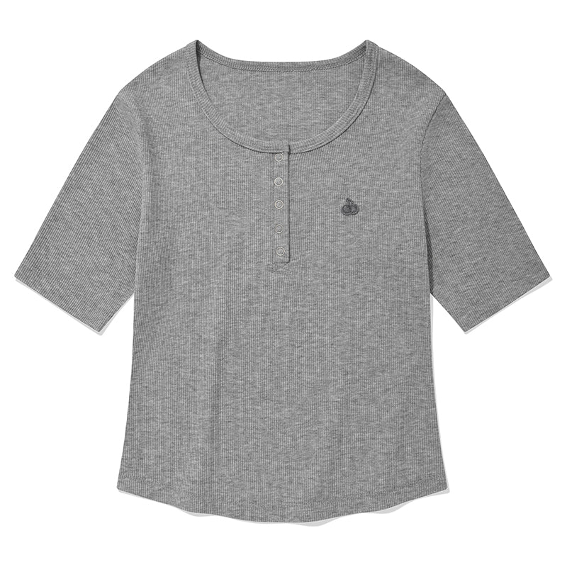 KIRSHプレーンスリムフィットヘンリーネックTシャツ【アイボリー】