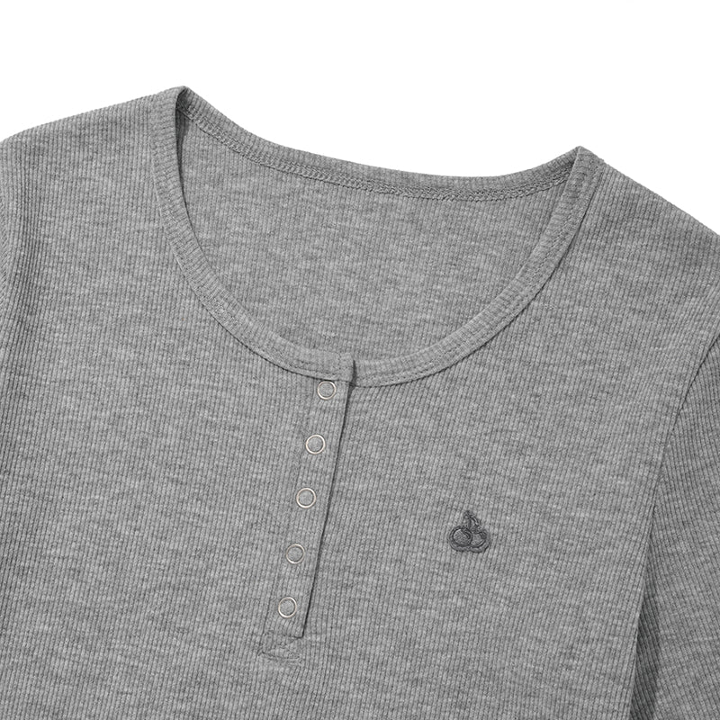 KIRSHプレーンスリムフィットヘンリーネックTシャツ【アイボリー】