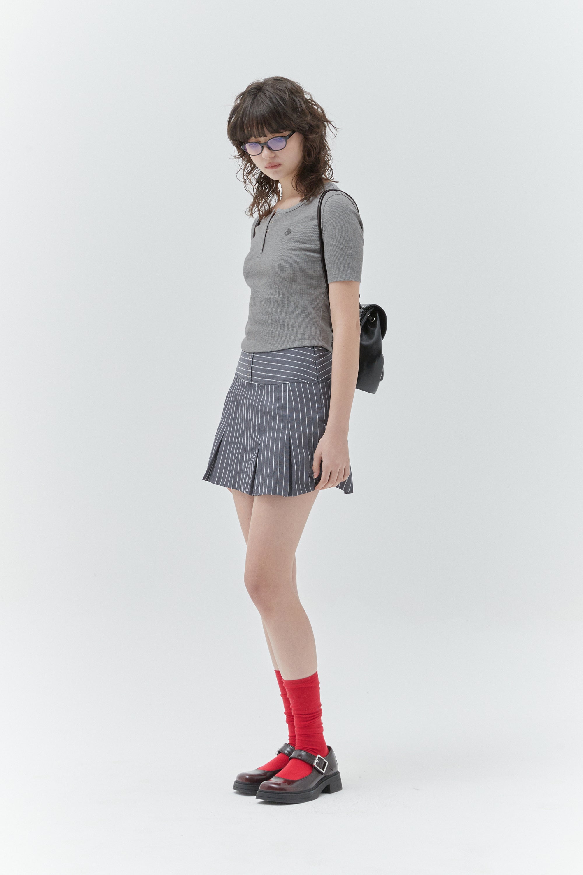 KIRSHプレーンスリムフィットヘンリーネックTシャツ【アイボリー】