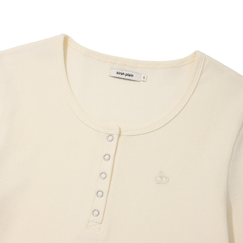 KIRSHプレーンスリムフィットヘンリーネックTシャツ【アイボリー】