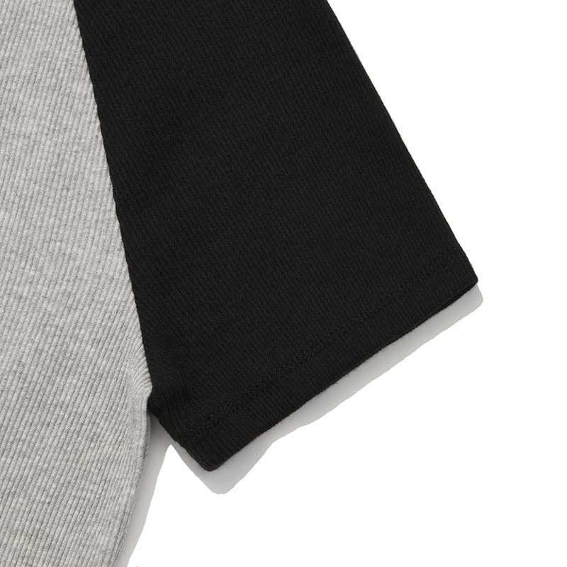 KIRSHプレーンプレーンカラーミックスラグランクロップ Tシャツ【メランジグレー】