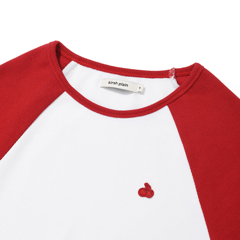 KIRSHプレーンプレーンカラーミックスラグランクロップ Tシャツ【メランジグレー】