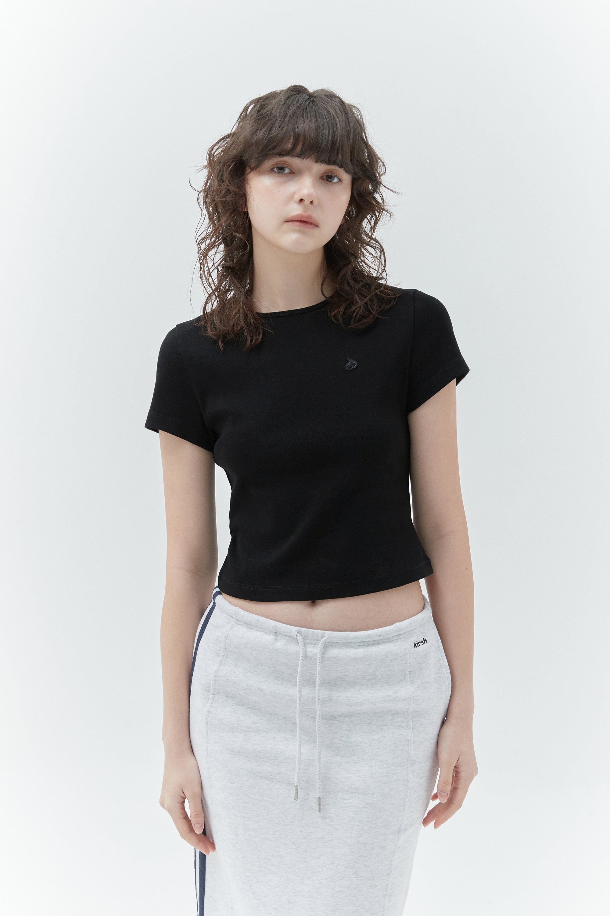 KIRSH プレーンスリムTシャツ【ダークグレー】
