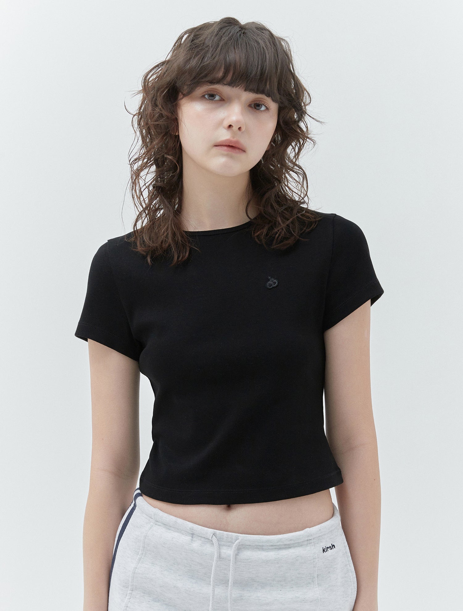 KIRSH プレーンスリムTシャツ【ダークグレー】