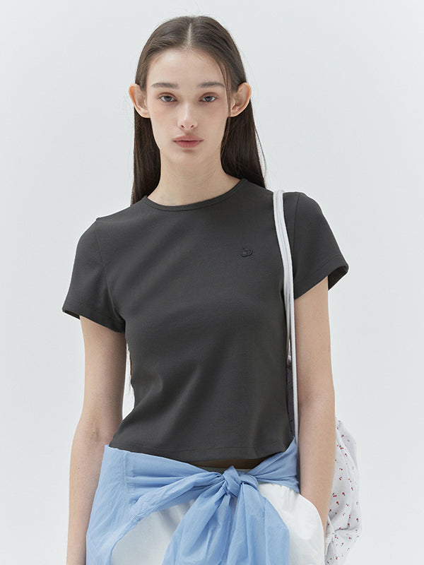 KIRSH プレーンスリムTシャツ【ダークグレー】