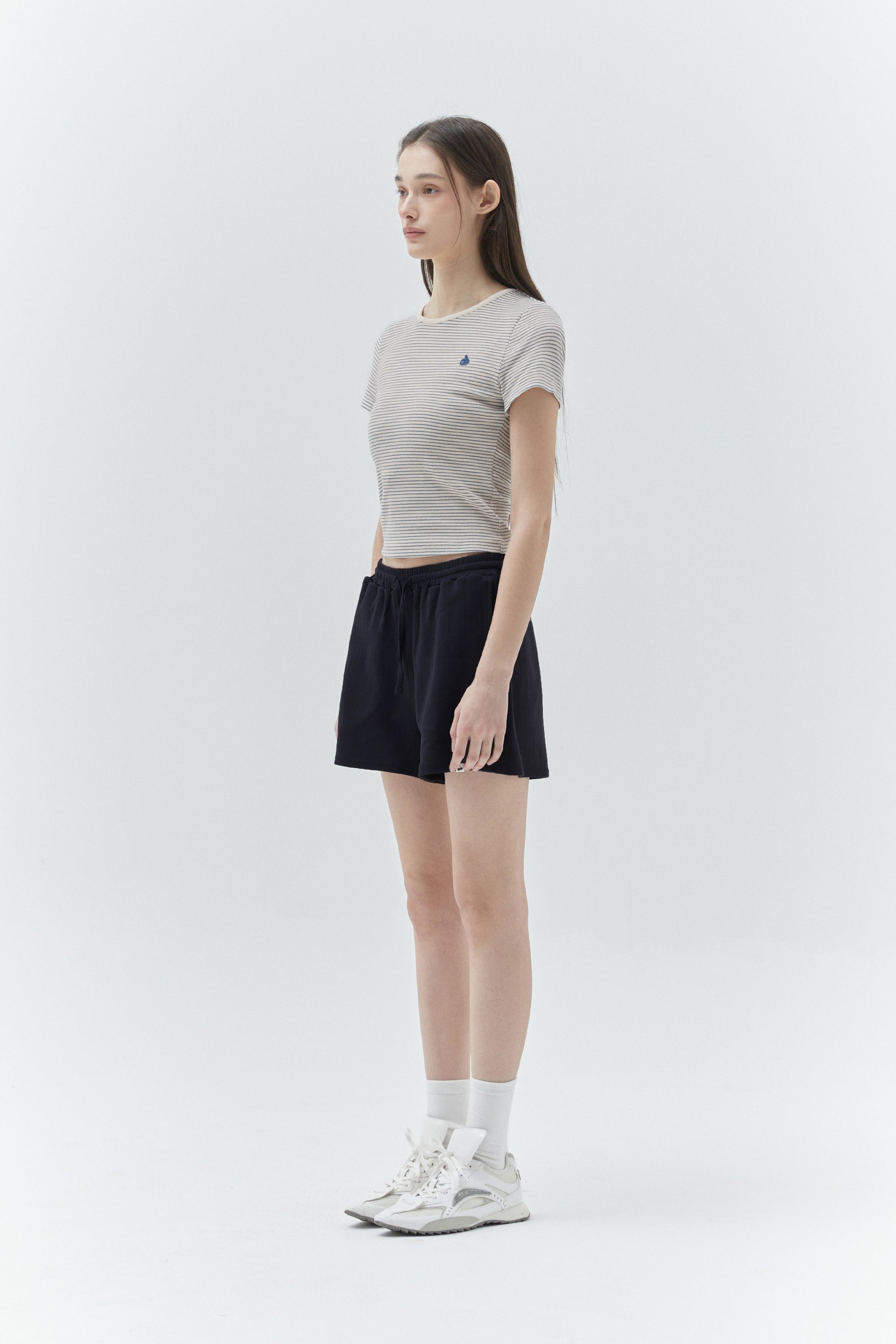 KIRSHプレーンスリムフィットストライプTシャツ【ピンク】