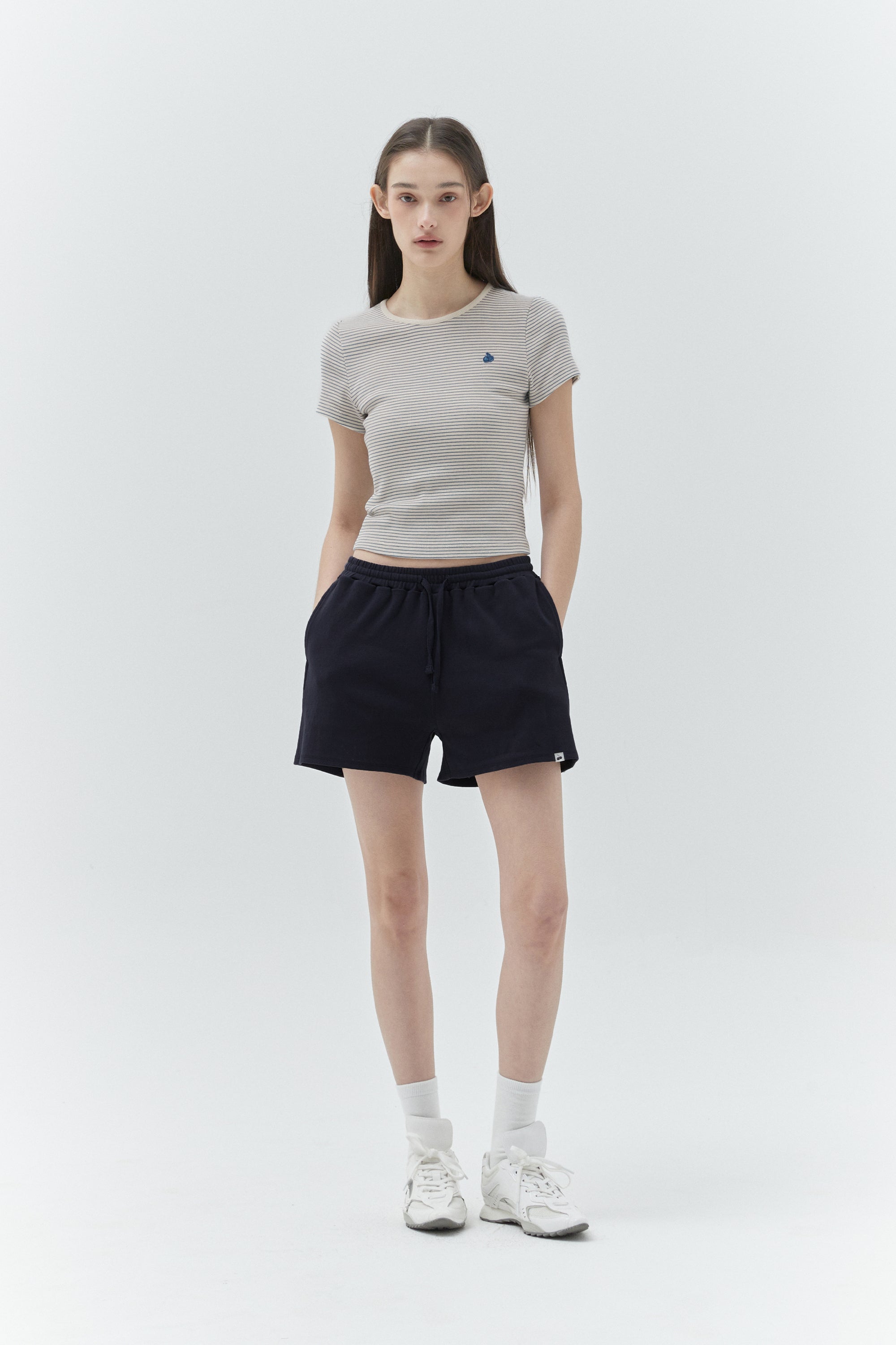 KIRSHプレーンスリムフィットストライプTシャツ【ピンク】