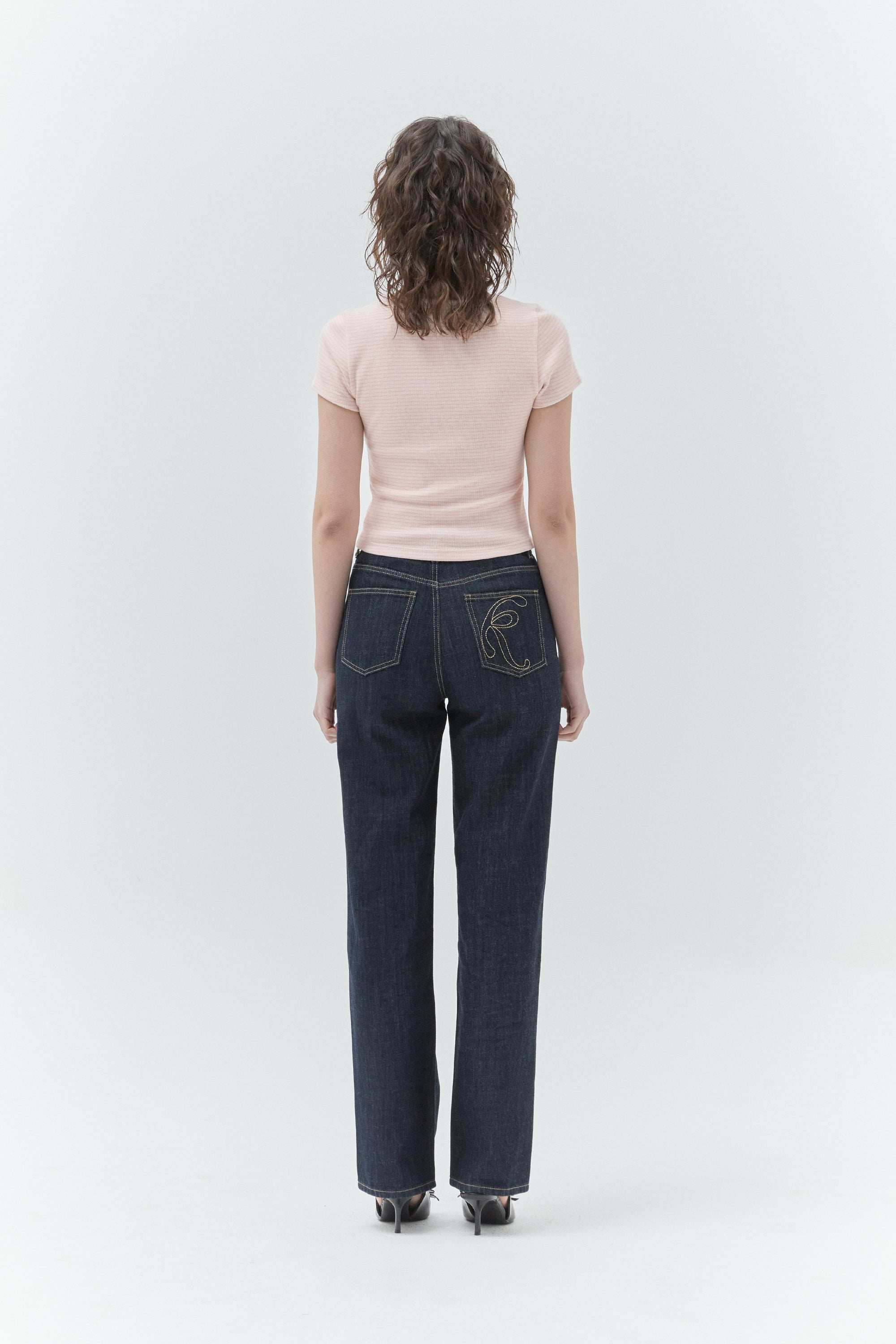 KIRSHプレーンスリムフィットストライプTシャツ【ピンク】