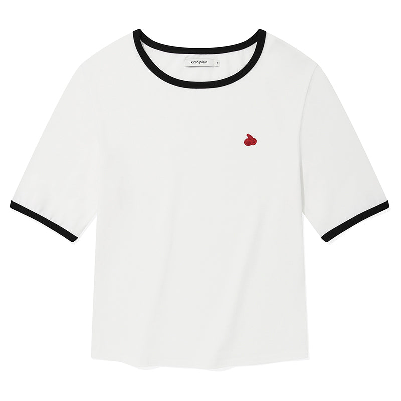 KIRSHプレーンスリムフィットリンガーTシャツ【ホワイト】