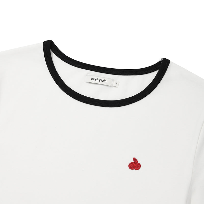 KIRSHプレーンスリムフィットリンガーTシャツ【ホワイト】