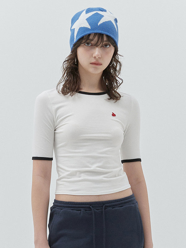 KIRSHプレーンスリムフィットリンガーTシャツ【ネイビー】