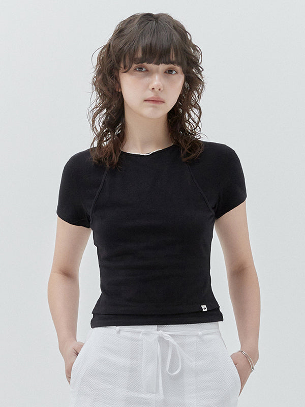 KIRSHプレーンダブルレイヤードTシャツ 【ブラック】