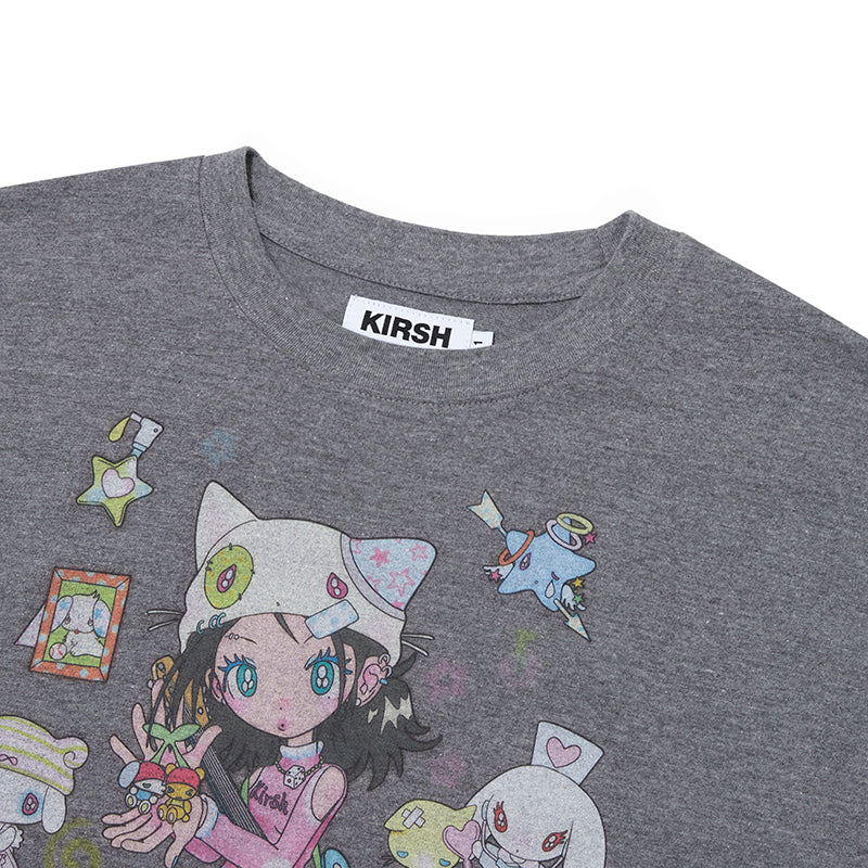 KIRSH X SUNONEBIRD ビックオーバーサイズグラフィックTシャツ【メランジグレー】