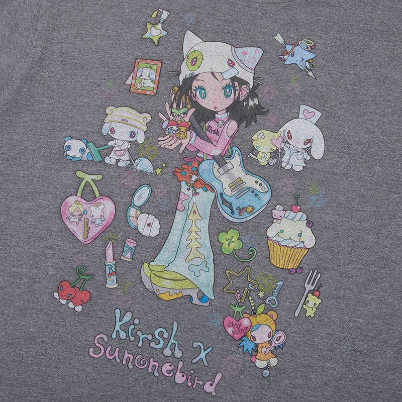 KIRSH X SUNONEBIRD ビックオーバーサイズグラフィックTシャツ【メランジグレー】