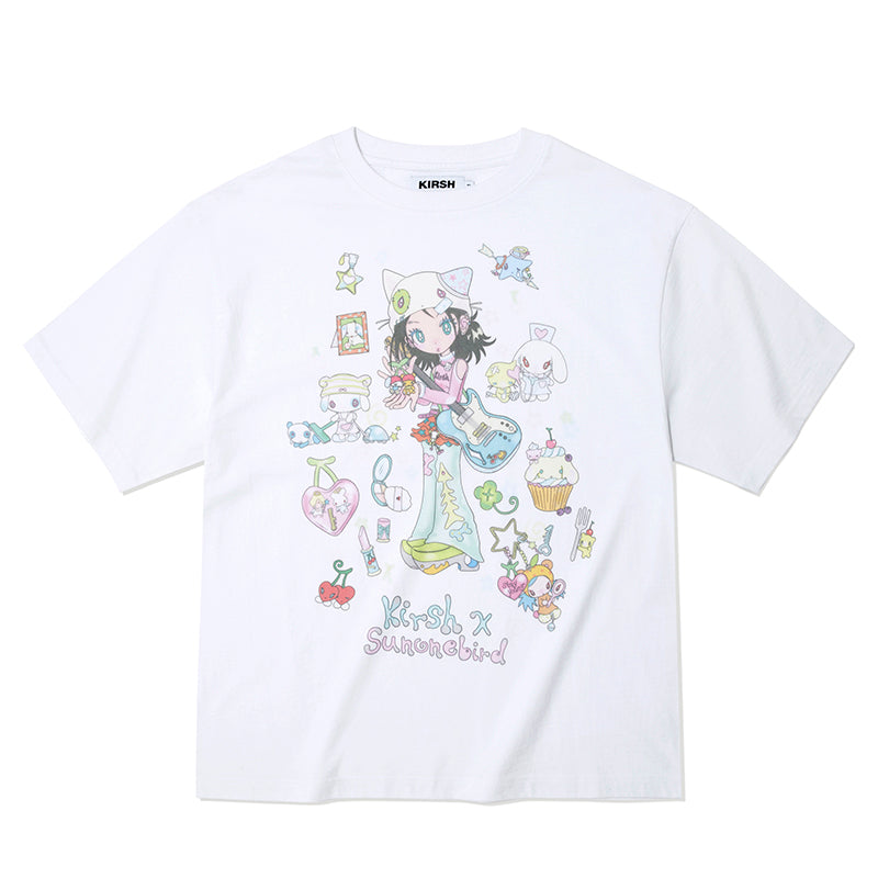 KIRSH X SUNONEBIRD ビックオーバーサイズグラフィックTシャツ【ホワイト】