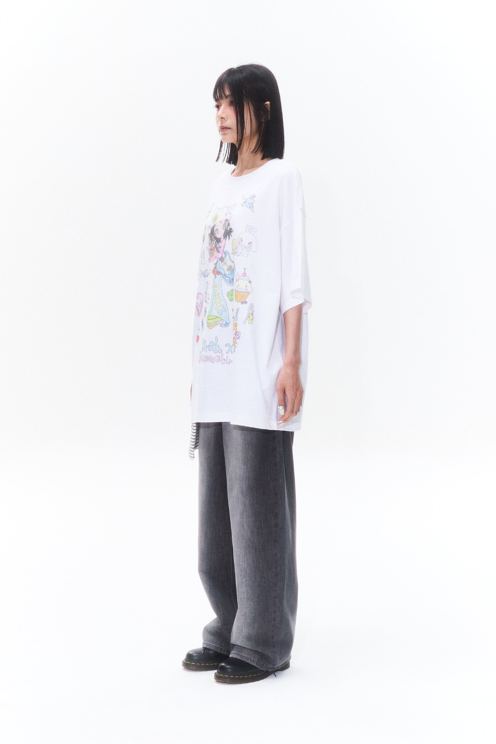 KIRSH X SUNONEBIRD ビックオーバーサイズグラフィックTシャツ【メランジグレー】