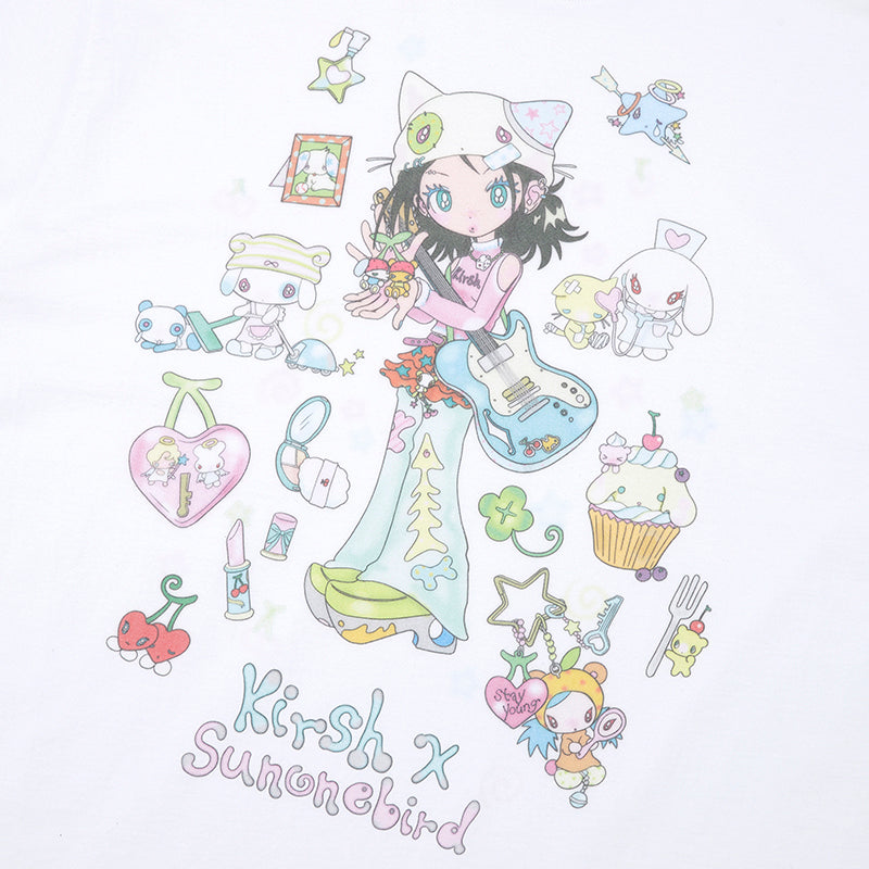 KIRSH X SUNONEBIRD ビックオーバーサイズグラフィックTシャツ【メランジグレー】