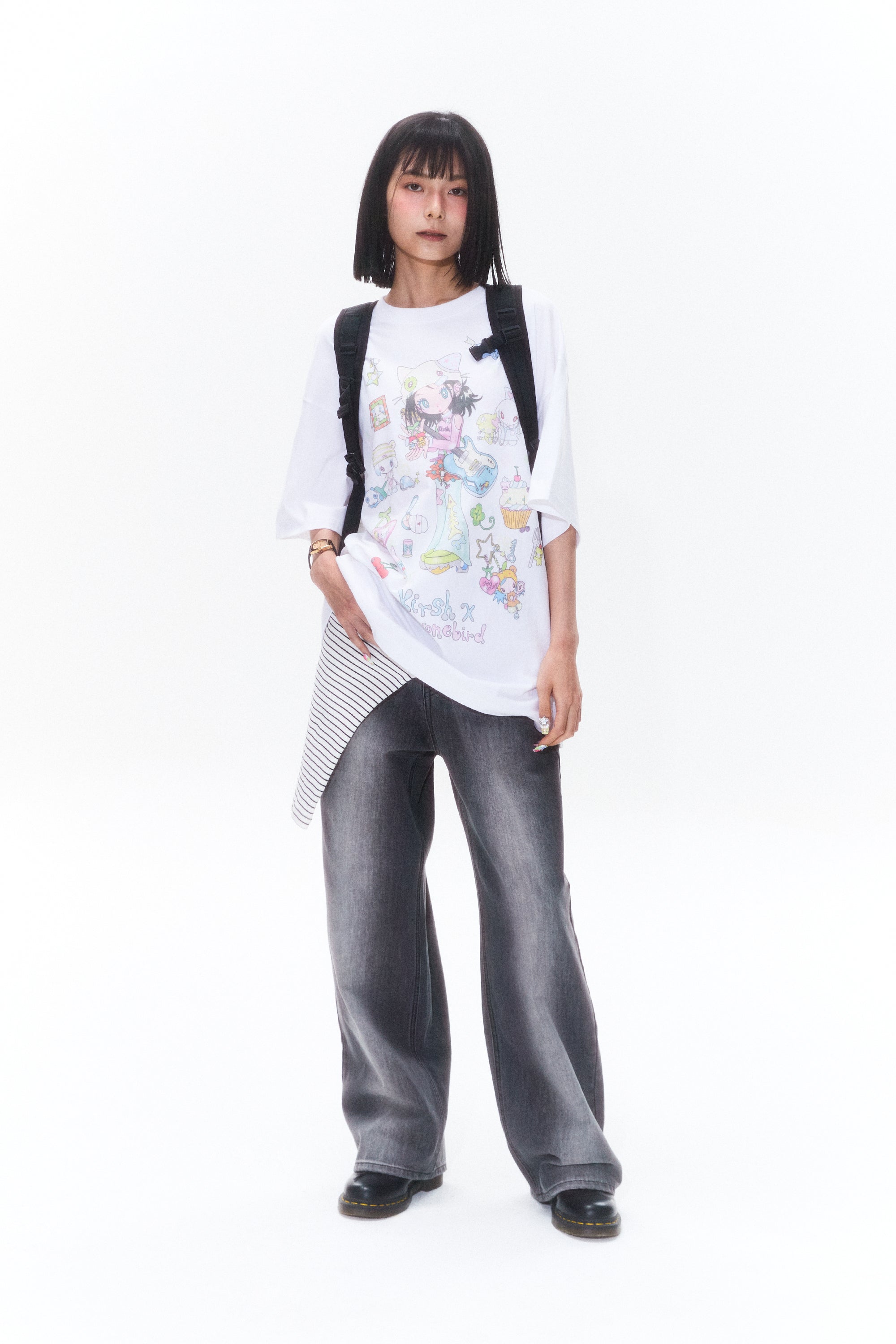 KIRSH X SUNONEBIRD ビックオーバーサイズグラフィックTシャツ【メランジグレー】