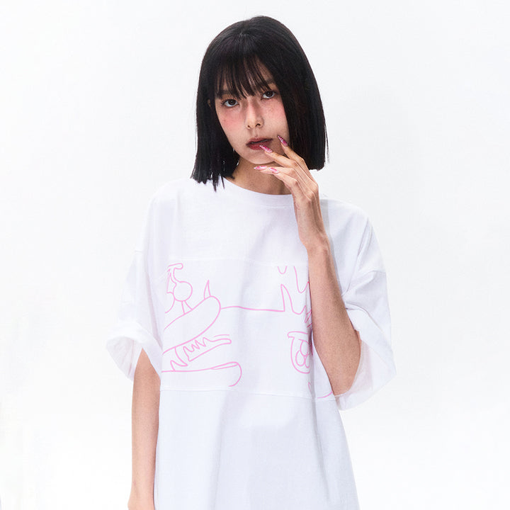 KIRSH X SUNONEBIRD ビックオーバーアイTシャツ【ホワイト】