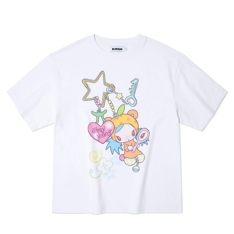 KIRSH X SUNONEBIRD グラフィックルーズフィットTシャツ【ホワイト】