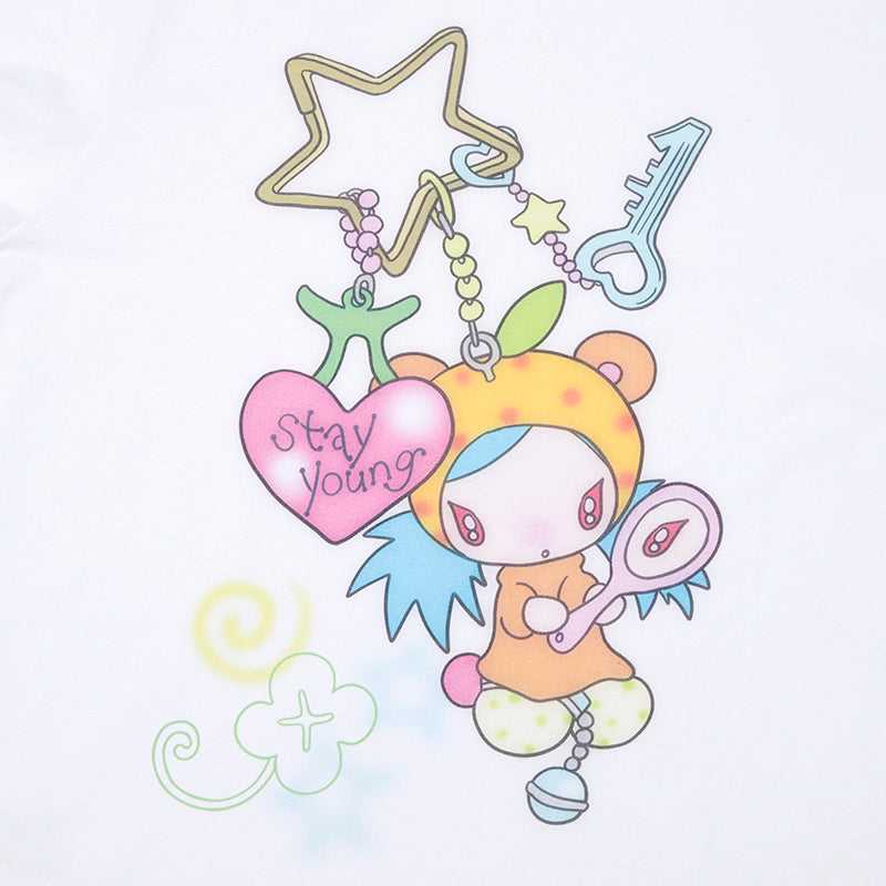KIRSH X SUNONEBIRD グラフィックルーズフィットTシャツ【ホワイト】