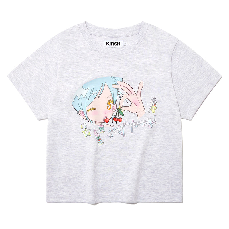 KIRSH X SUNONEBIRD グラフィックスタンダードフィットTシャツ【メランジグレー】