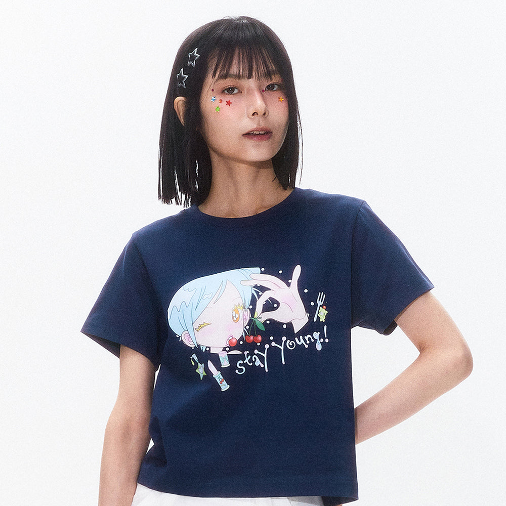 KIRSH X SUNONEBIRD グラフィックスタンダードフィットTシャツ【ネイビー】