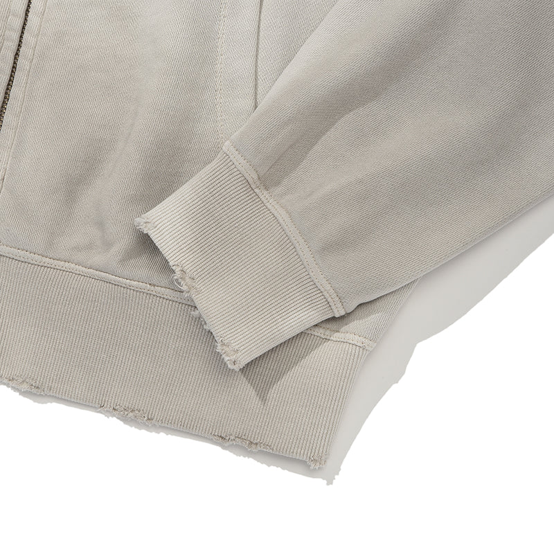 ヴィンテージウォッシングスタッドポイントクロップフーディジップアップ【オートミール】