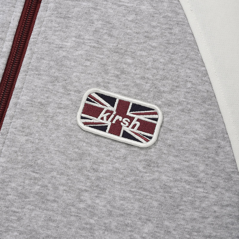 カラーブロックラグランフーディジップ アップ【メランジグレー】