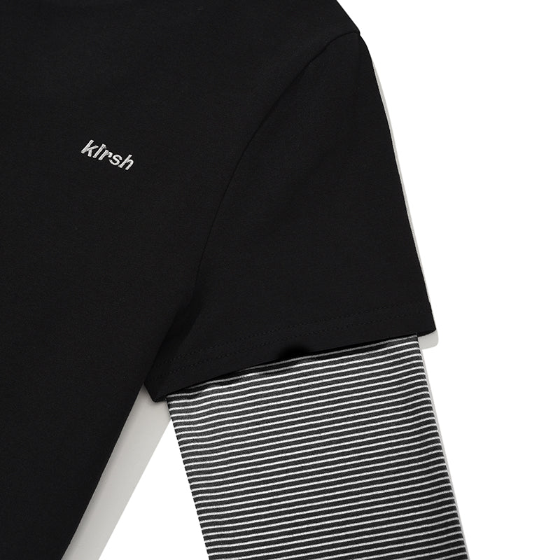 ストライプレイヤード2パックTシャツ【ネイビー】