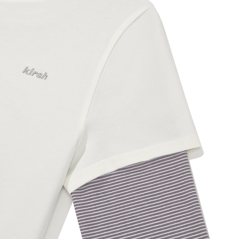 ストライプレイヤード2パックTシャツ【ネイビー】