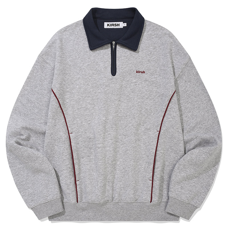 オープンカラースウェットシャツ【メランジグレー】