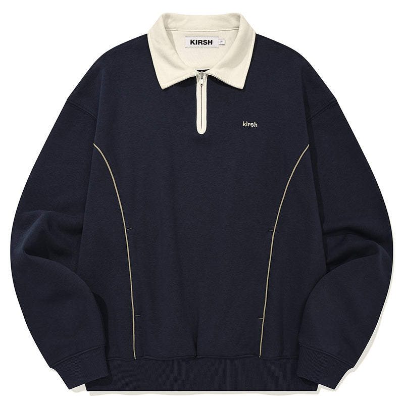 オープンカラースウェットシャツ【ネイビー】