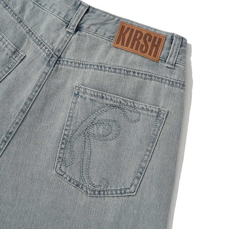 KIRSH プレーンサンドウォッシュワイドフィットデニム【ライトブルー】