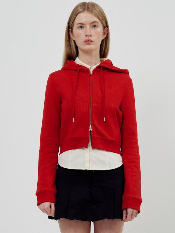 KIRSH プレーンスリムフィットクロップフーディジップアップ【グレー】