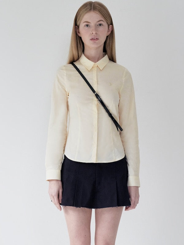 KIRSH プレーンスリムフィットシャツ【アイボリー】