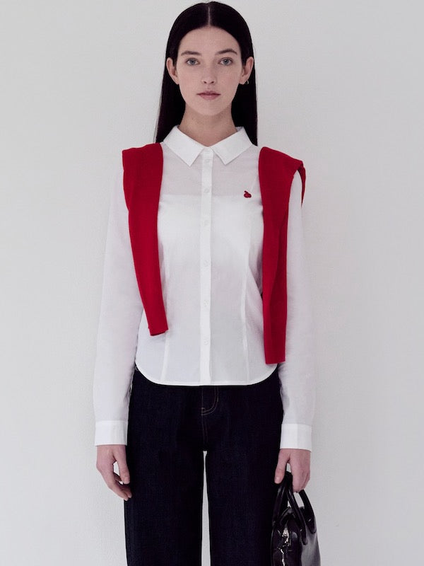 KIRSH プレーンスリムフィットシャツ【アイボリー】