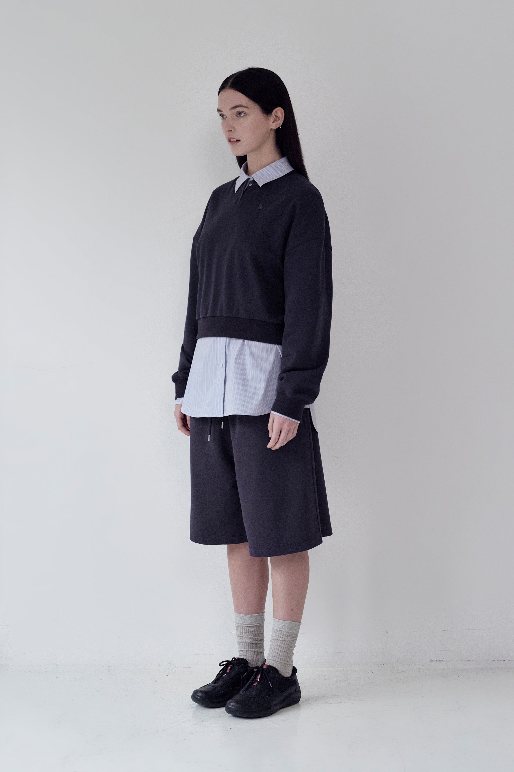 KIRSH プレーンボタンポイントスウェット【ネイビー】