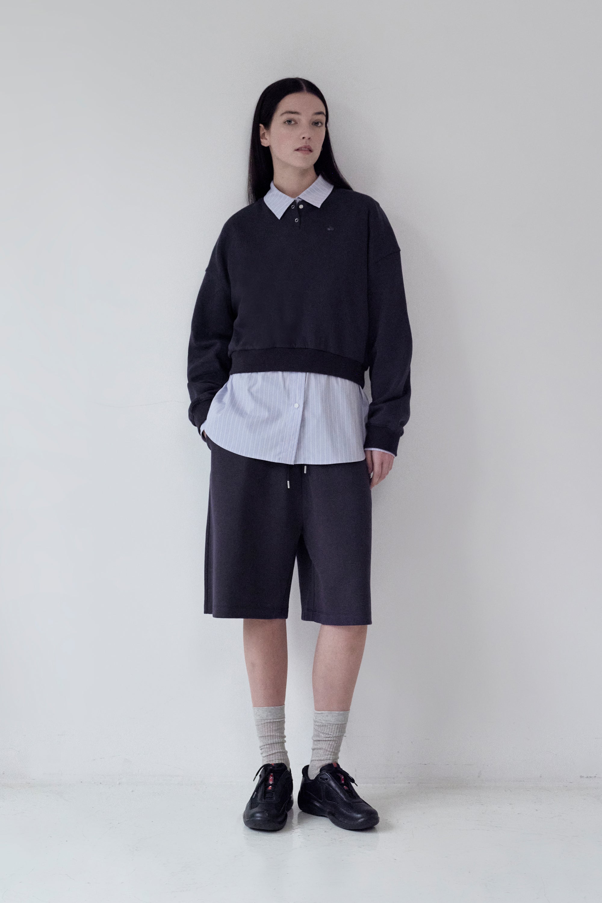 KIRSH プレーンボタンポイントスウェット【ネイビー】